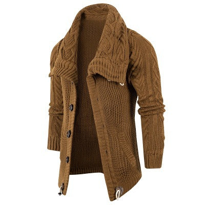 Knitted jacket for men with shawl collar and wooden buttons Lune London