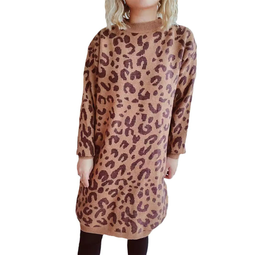 Lune London | Women's Chunky Knit Dress in Modern Leopard Pattern