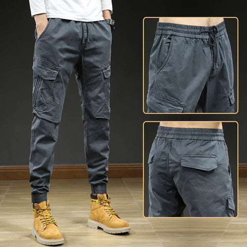 Pantalon cargo confortable pour hommes avec taille élastique et plusieurs poches Lune London