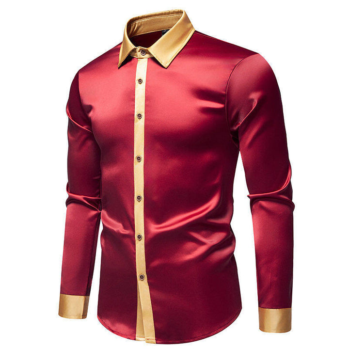 Long sleeve shirt for men with satin collar and modern accents Lune London