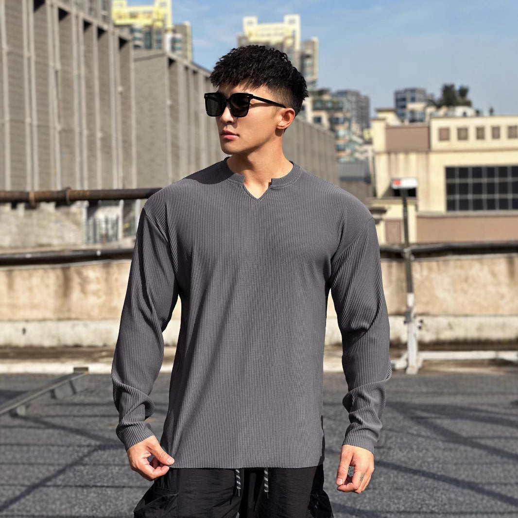 Men's long sleeve top with an innovative rib design and a trendy high collar Lune London