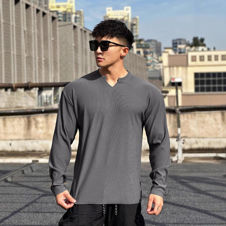 Men's long sleeve top with an innovative rib design and a trendy high collar Lune London