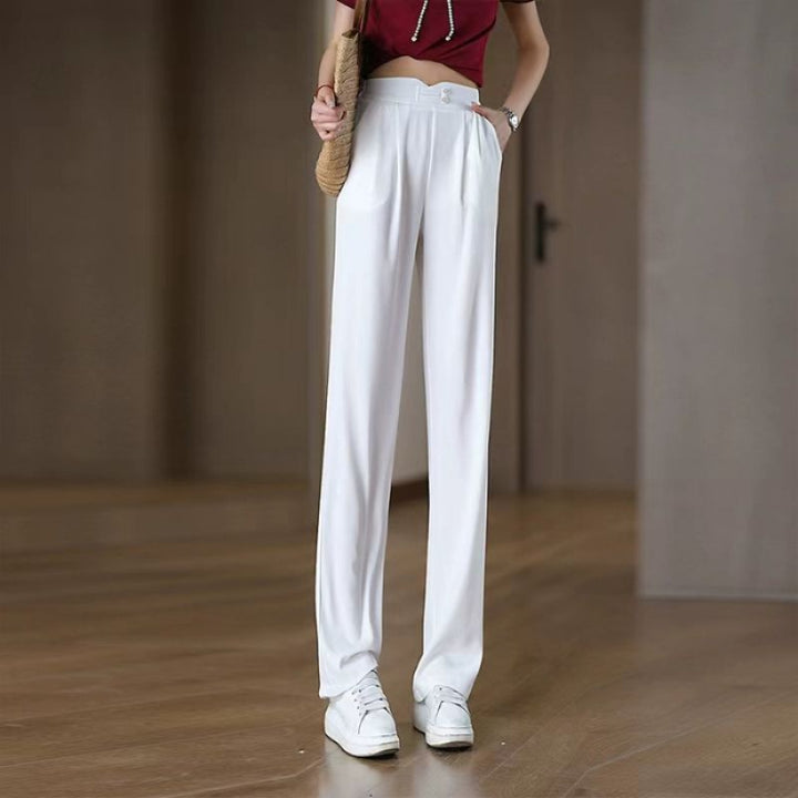 Women Elegant and airy fabric pants with high waist Chic & Stil