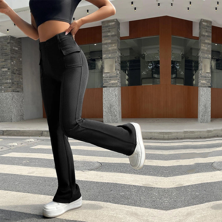 Pantalons palazzo classiques pour femmes avec poches plaquées et taille haute Chic & Stil