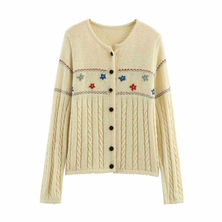 Women's cardigan with floral details and button closure Lune London