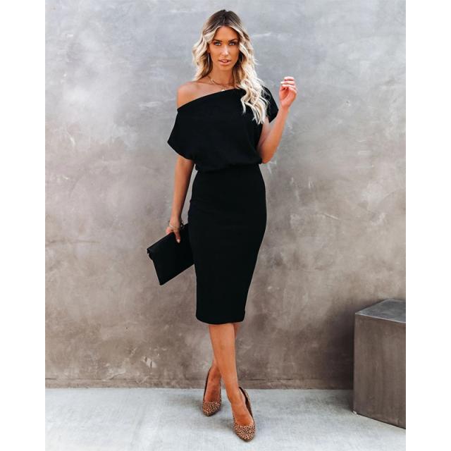 Chic Off-Shoulder Midi Bodycon Dress for Women