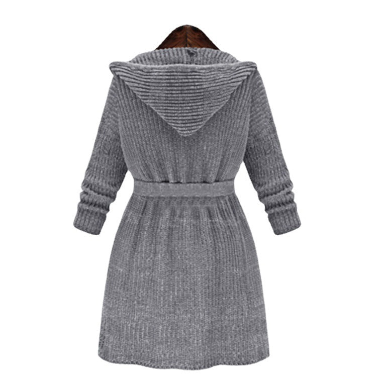 Knit coat for women with hood and practical pockets Lune London