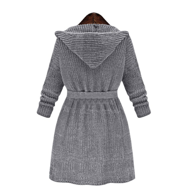 Knit coat for women with hood and practical pockets Lune London