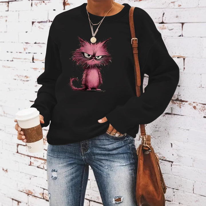 Sweatshirt pour femmes avec motif de chat créatif Chic & Stil