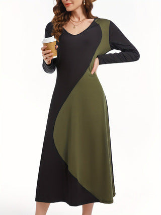 Maxi dress with long sleeves for women with a modern geometric design Lune London