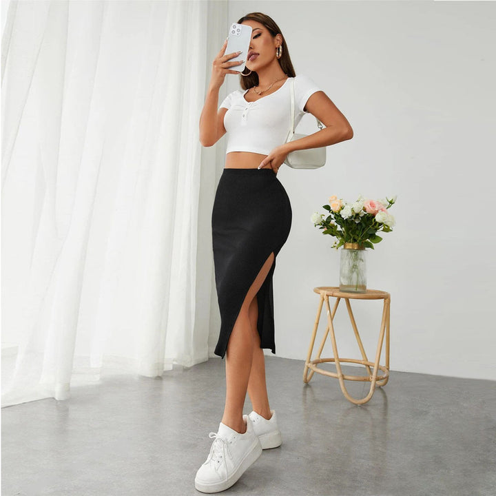 Jupe midi femme avec une coupe ajustée et une fente latérale Chic & Stil