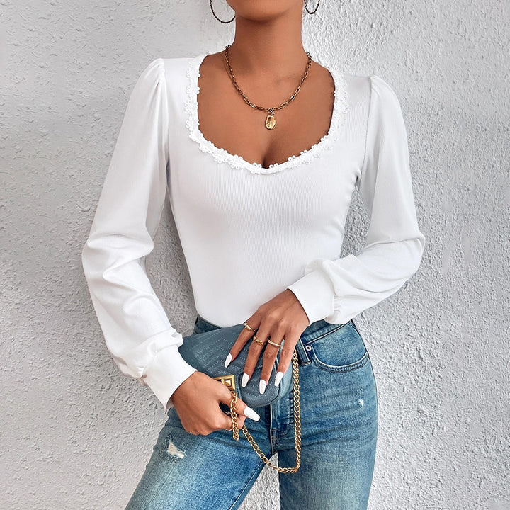 Chemisier à manches longues pour femmes avec décoration en volants élégante et silhouette ajustée Chic & Stil