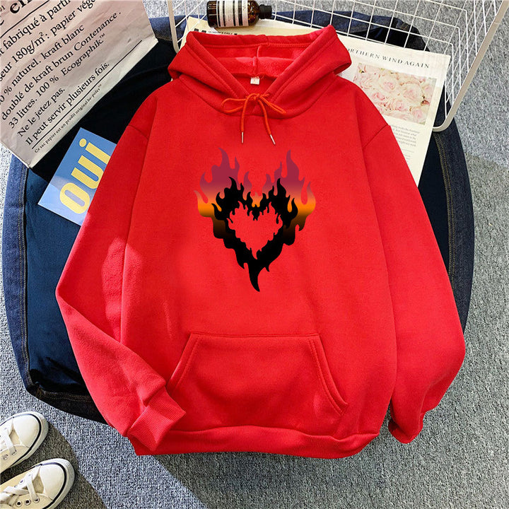Women's Hoodie with Creative Flame Heart Design Chic & Style