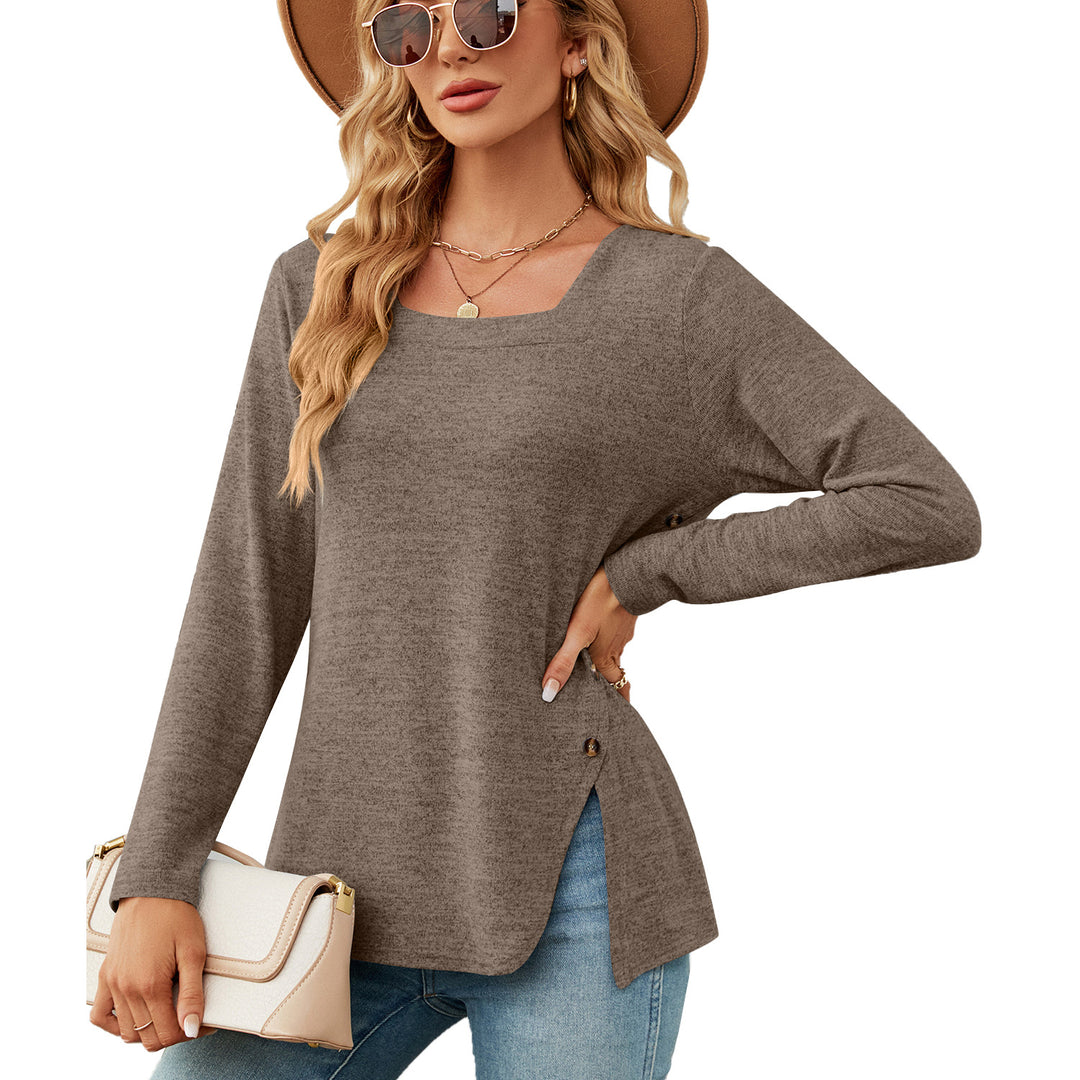 Casual long sleeve top for women with asymmetrical hem Lune London