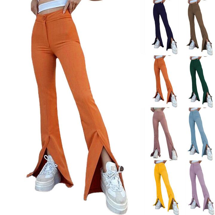 Flared pants for women with side slits and high waist Lune London