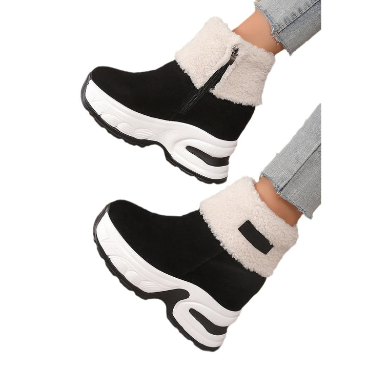 Trendy fleece boots for women with wedge heel Lune London