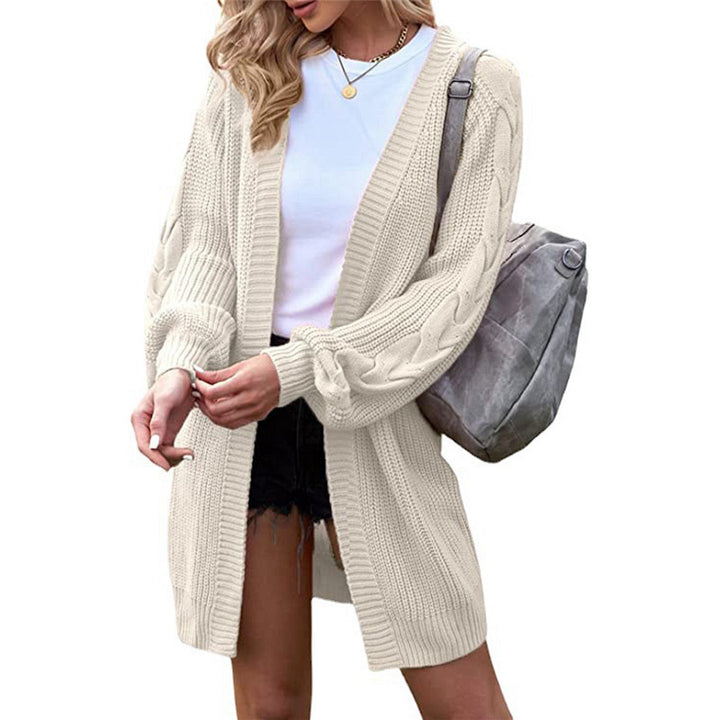 Ladies Large knit cardigan with cable pattern and oversized sleeves Lune London