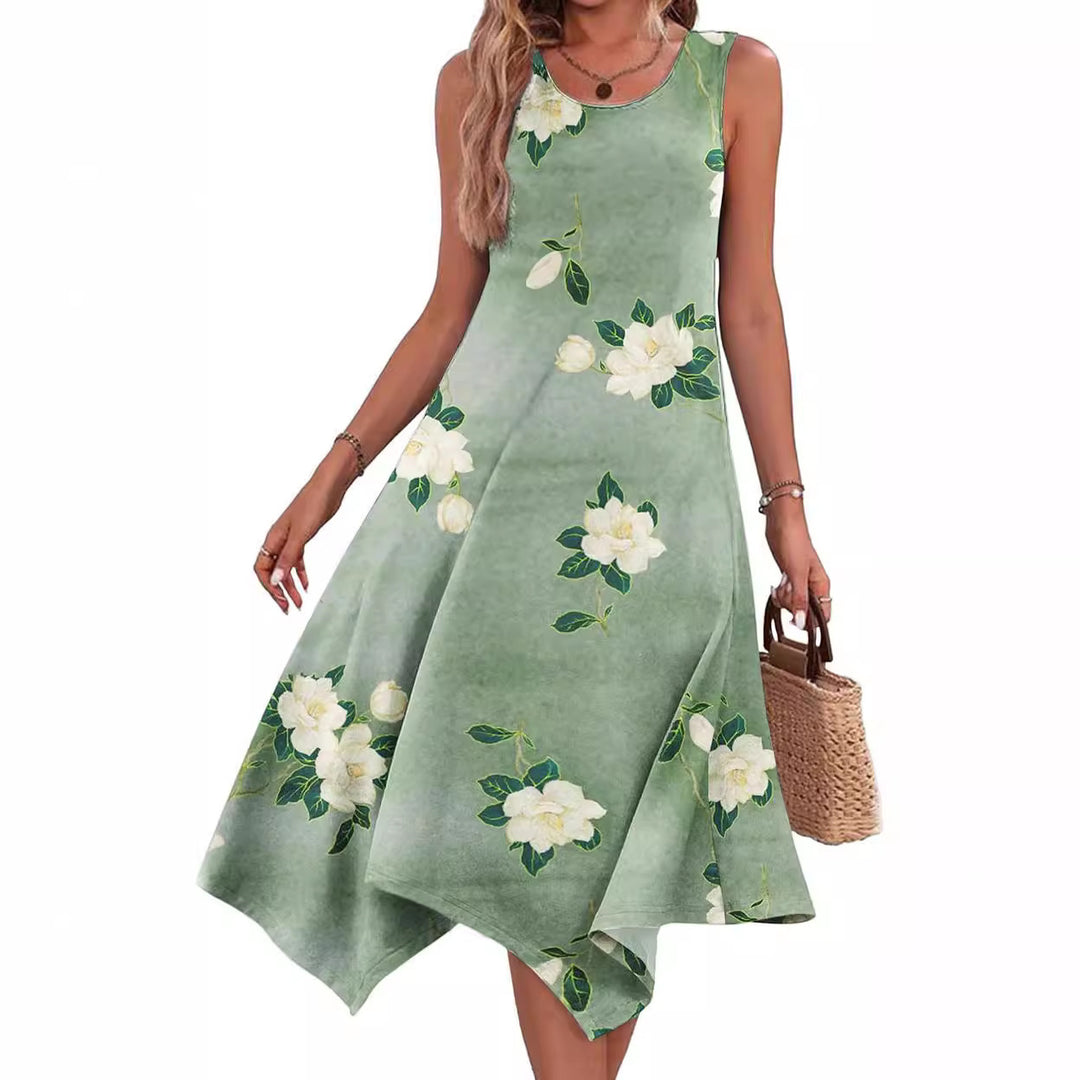 Summer shirt dress for women with asymmetrical hem and eye-catching pattern Lune London