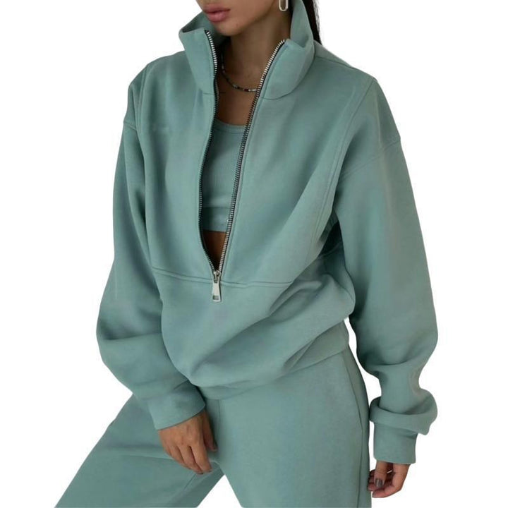 Women's sweatshirt with high collar and zipper Lune London