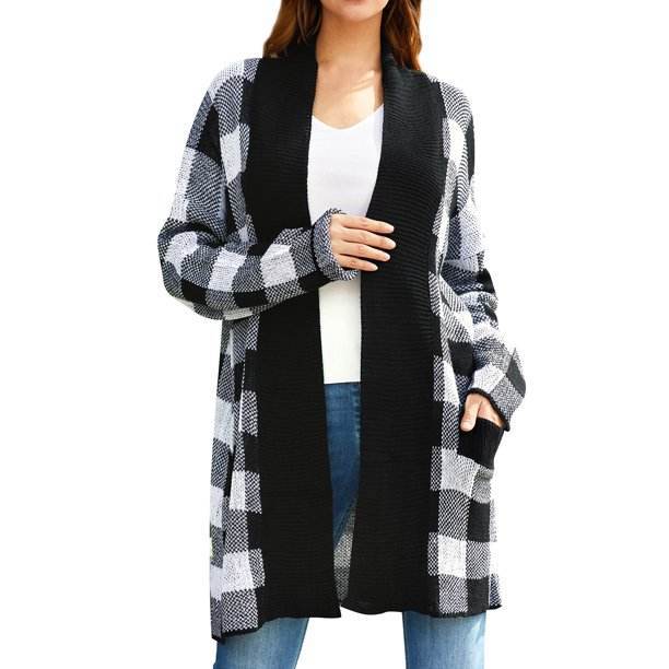 Knit patterned cardigan for women with an open cut and long sleeves Lune London
