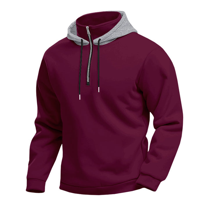 Men's hooded sweatshirt with half zipper and internal drawstring Lune London