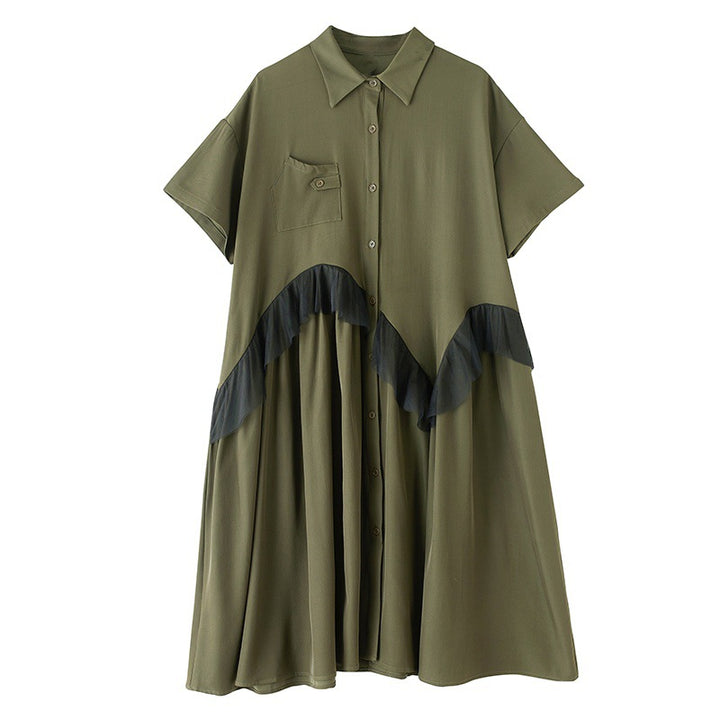 Midaxi button-down shirt dress for women with ruffle detail Lune London
