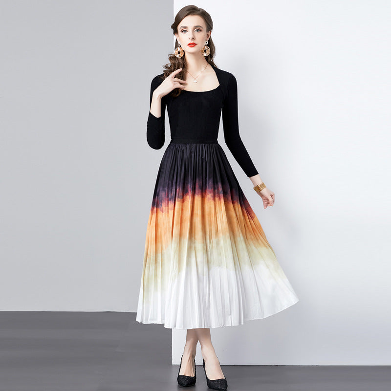 Elegant pleated maxi skirt Lune London for women