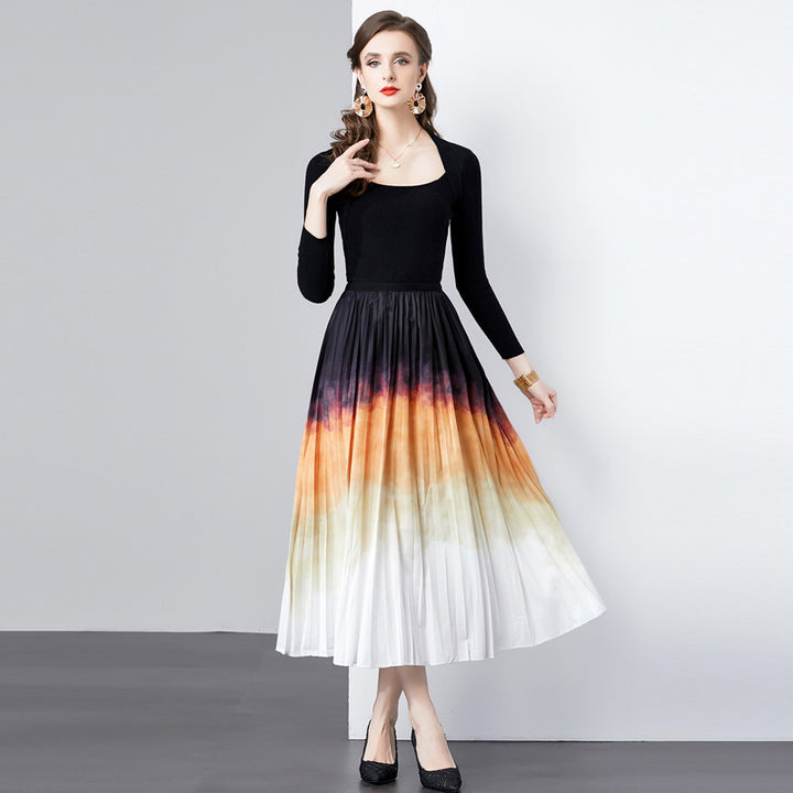 Elegant pleated maxi skirt Lune London for women