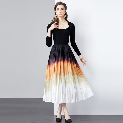 Elegant pleated maxi skirt Lune London for women