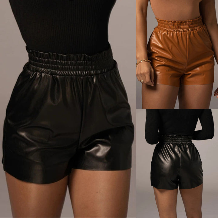 Leather shorts for women with elastic belt and slim fit Lune London