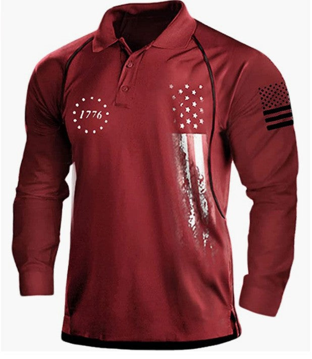 Men's long sleeve polo shirt with a patriotic design and a functional fit Lune London