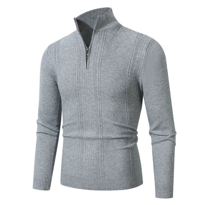 Elegant knit sweater for men with high collar and zipper Lune London