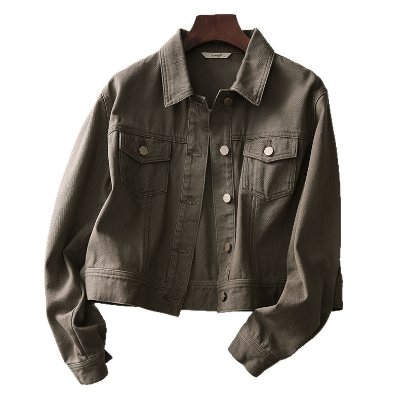 Veste courte pour femmes en denim durable avec boutons-pression tendance Chic & Stil
