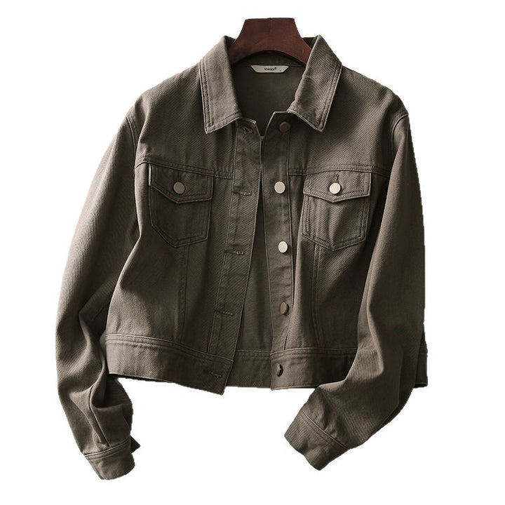 Veste courte pour femmes en denim durable avec boutons-pression tendance Chic & Stil