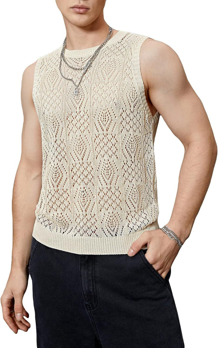Men's knit top with refined perforated pattern Lune London
