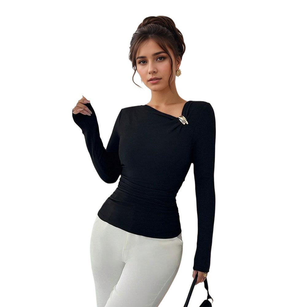 Top à manches longues ajusté pour femmes avec détail élégant en torsion Chic & Stil
