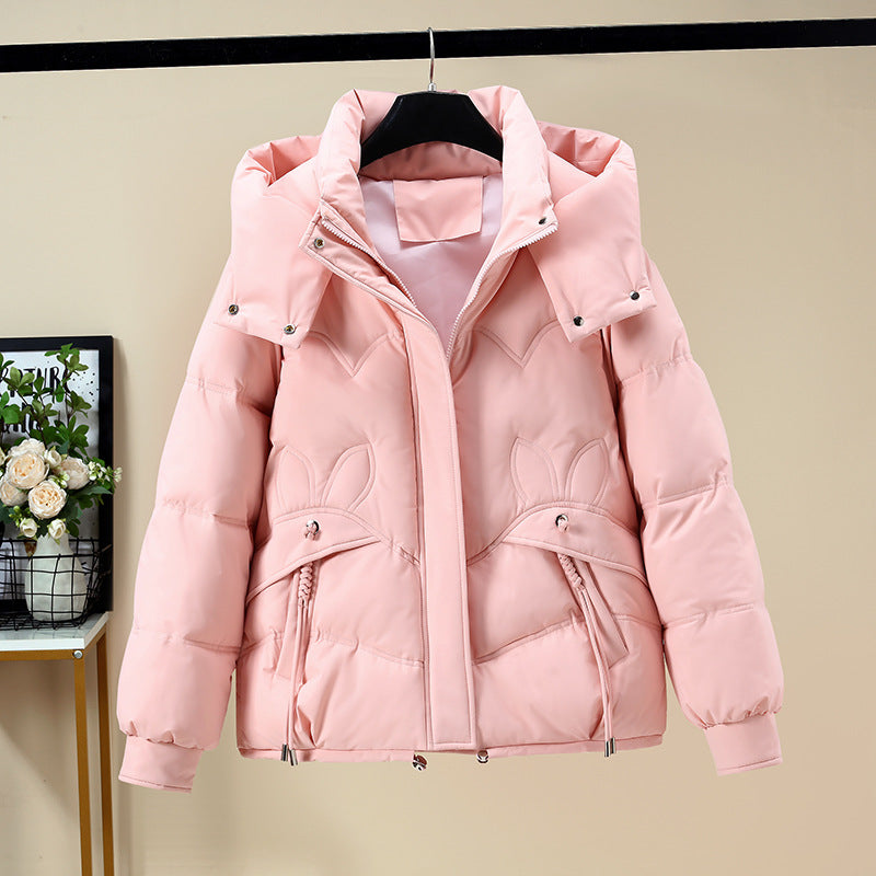 Ladies Fashion Padded Jacket with Removable Hood and Side Pockets with Opening.