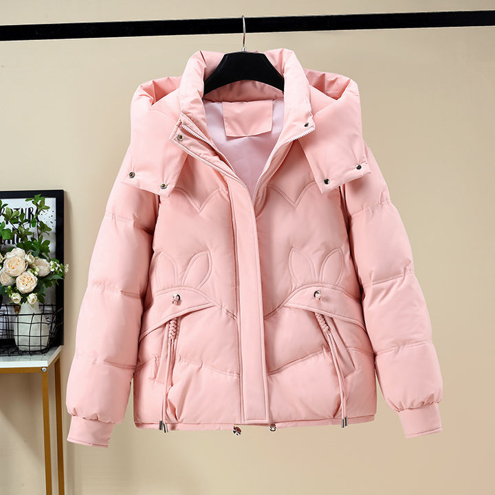 Ladies Fashion Padded Jacket with Removable Hood and Side Pockets with Opening.