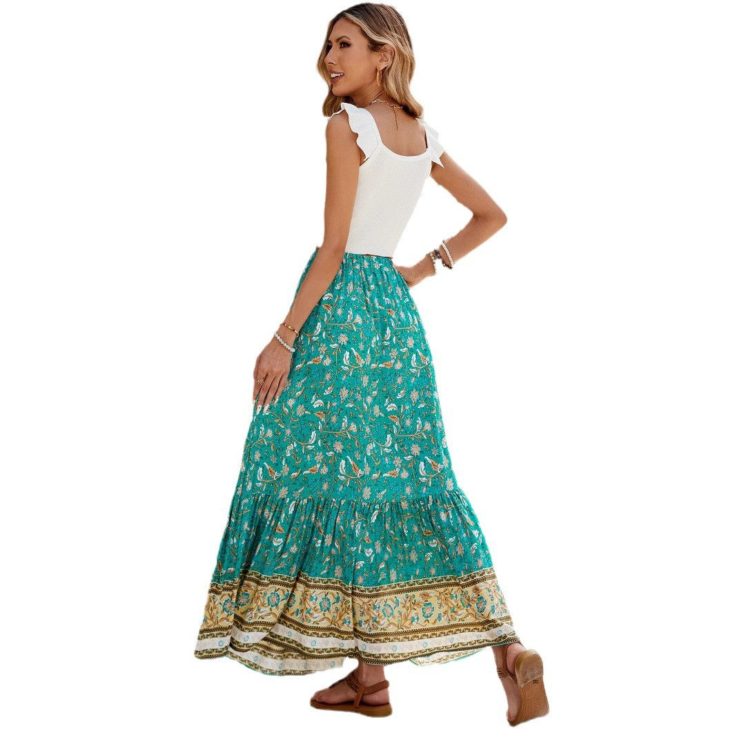Lune London floral print bohemian maxi skirt