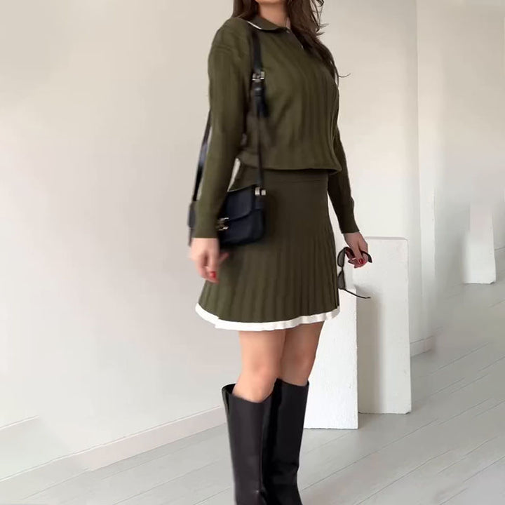 Polo dress for women with ribbed structure and button placket Lune London