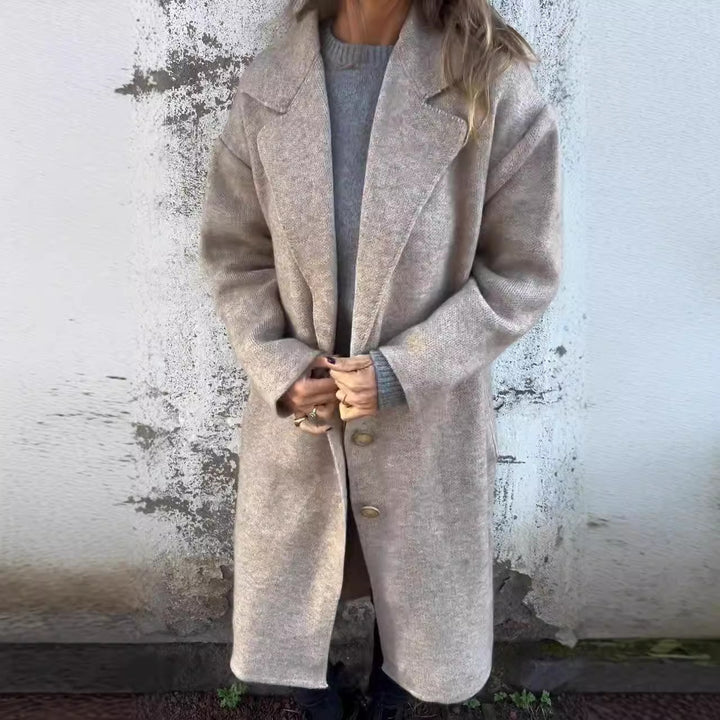 Oversized wool coat for ladies with elegant button details Lune London