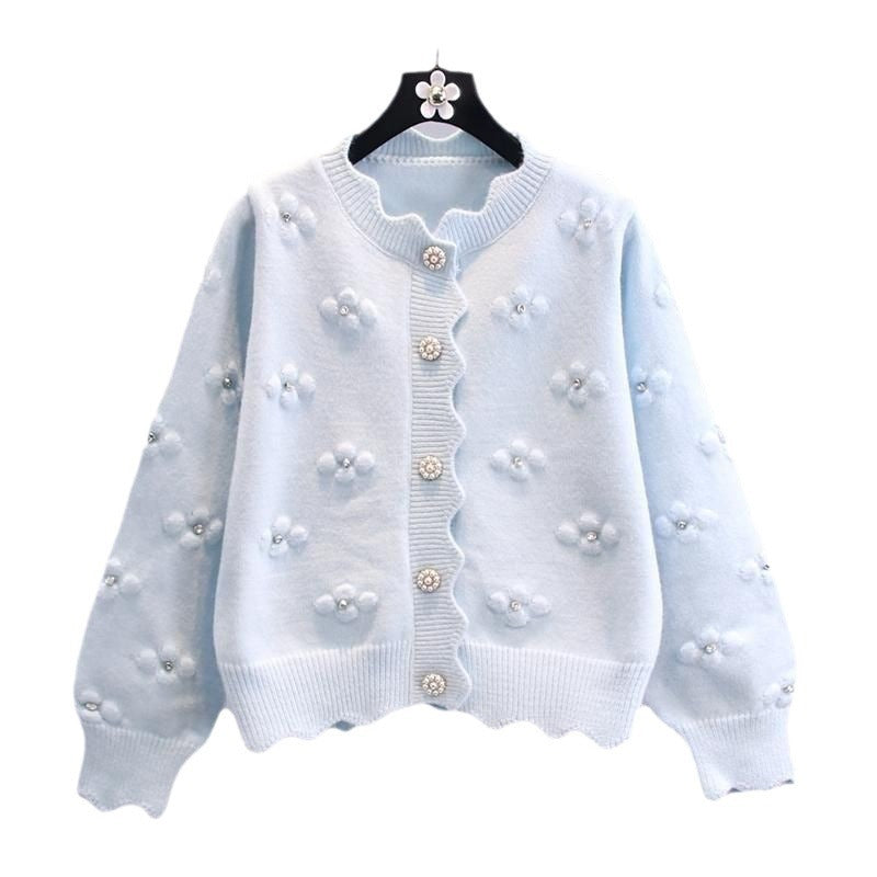 Elegant knitted jacket for women with floral pattern Lune London