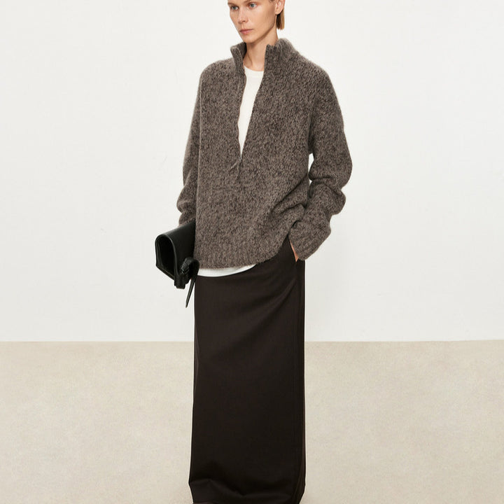 Ladies oversized knitted vest with V-neck and chic style