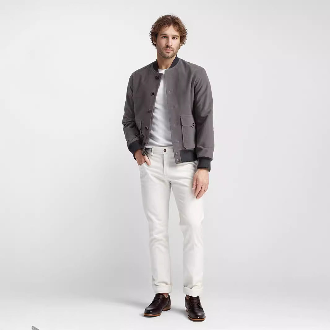 Casual college jacket for men in soft material with practical pockets Lune London