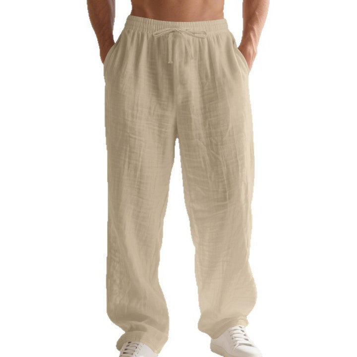 Casual long cotton pants for men with elastic waistband and practical drawstring Lune London
