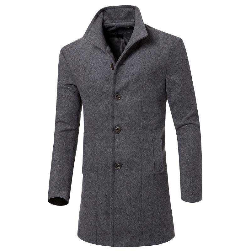 Elegant wool coat for men with modern stand-up collar and practical pockets Lune London