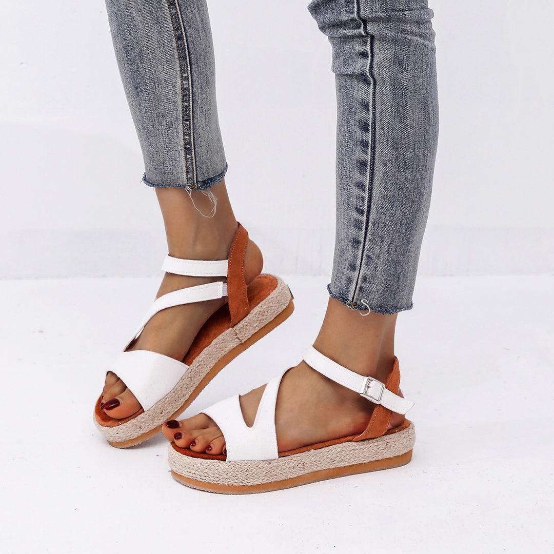 Elegant and comfortable wedge heel sandals for ladies with adjustable strap Lune London