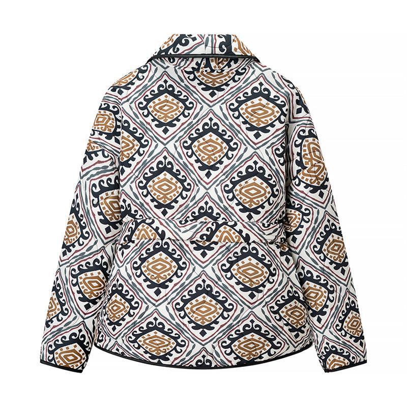 Fashionable women's blazer with tie belt and artistic pattern Lune London
