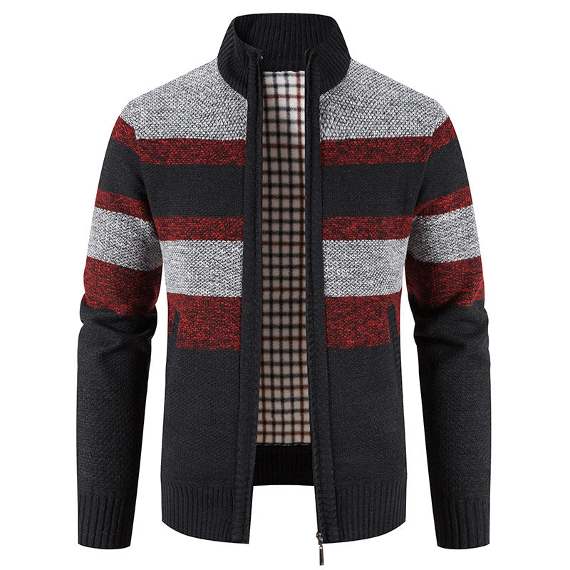 Modern knitted jacket for men with a modern and versatile check pattern Lune London