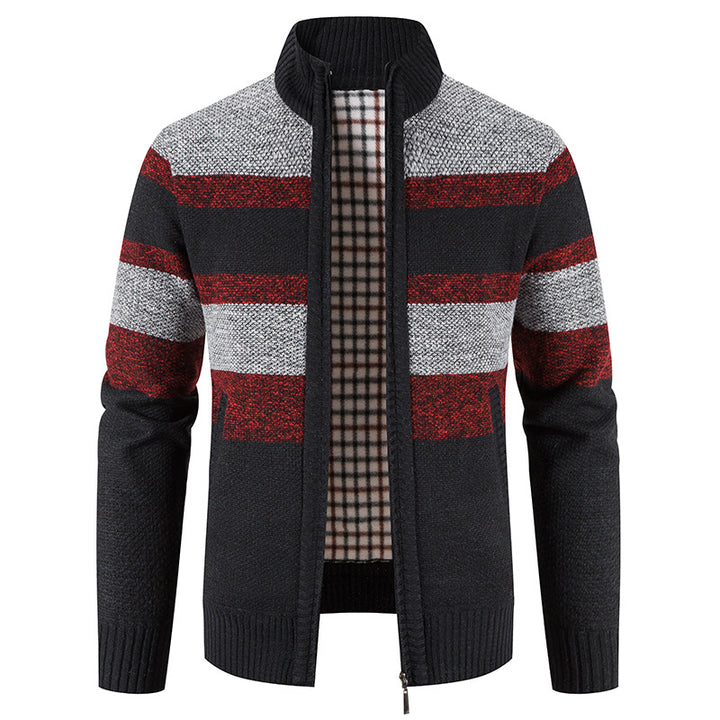 Modern knitted jacket for men with a modern and versatile check pattern Lune London